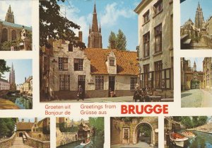 GREETINGS FROM BRUGGE, Belgium - Vintage POSTCARD