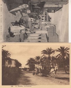 Biskra Tramway Markets Transport 2x Old Algeria Postcard s