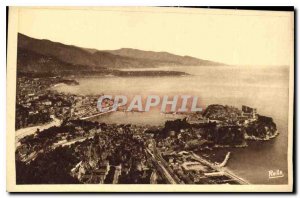 Old Postcard General view of the Principality of Monaco Cap Martin and the It...