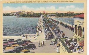 Florida St Petersburg Heavy Traffic On The Recreation Pier 1947 Curteich