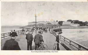 City Point Massachusetts Fort Independence Bridge Antique Postcard K38058