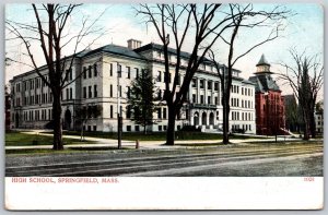 Vtg Springfield Massachusetts MA High School 1900s UDB View Postcard