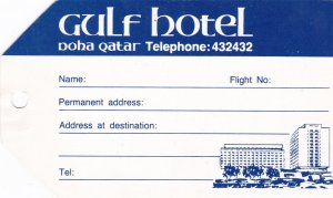 Qatar Doha Gulf Hotel Hotel Vintage Luggage Tag sk3527