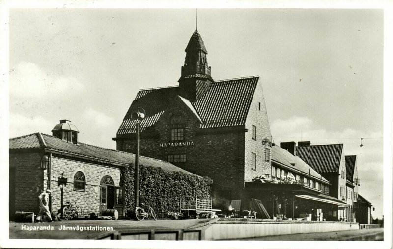 sweden, HAPARANDA, Järnvägsstationen, Railway Station (1961) RPPC Postcard