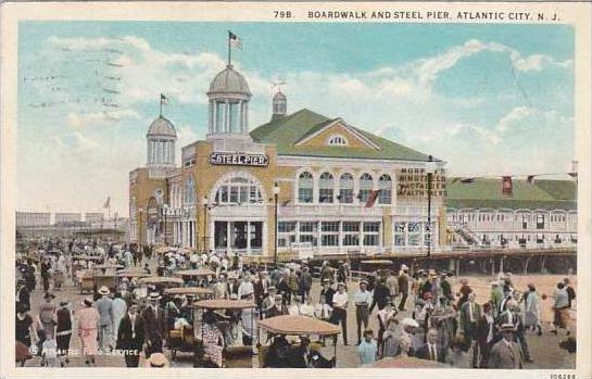 New Jersey Atlantic City Boardwalk And Steel Pier 1920