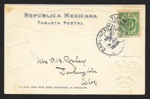 MEXICO Stamps on Postcard Embossed Shield Used c1906