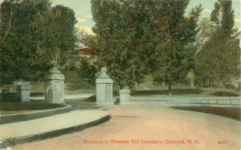 Blossom Hill Cemetery Entrance, Concord, New Hampshire Pre-Linen Postcard