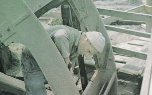 Water Wheel Worker at Redruth Cornwall Tin Mine Postcard