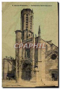Old Postcard Aix en Provence Cathedrale Saint Sauveur (TOILEE map)