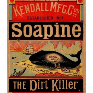 1880s SOAPINE Trade Card - Kendall MFG Co Beached Whale - English & German