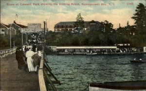 Narragansett Bay RI Crescent Park Beach & Pier c1910 Postcard