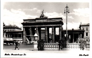 Brandenburger Gate Berlin Germany Double Decker Bus Real Photo Postcard