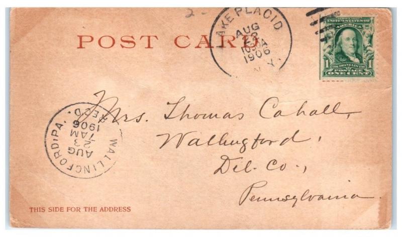 1906 Adirondack Hand Cart Carry Boat Portage Postcard