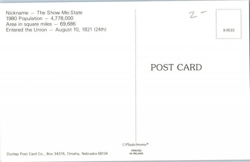 Greetings From Missouri The Show Me State Missouri Postcard