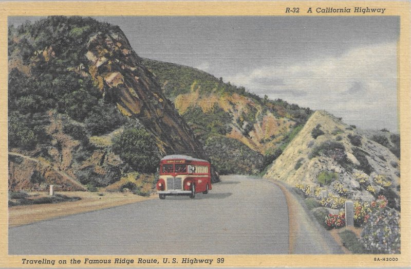 Traveling IN A RED BUS on the famous ridge route