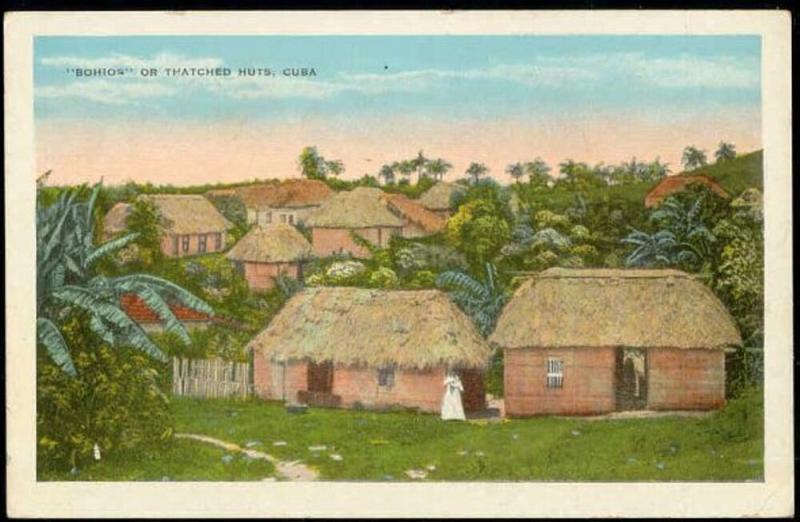 cuba, Bohios or Thatched Native Huts (1930s)