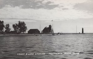 Muskegon Coast Guard Station Michigan USA RPC Postcard