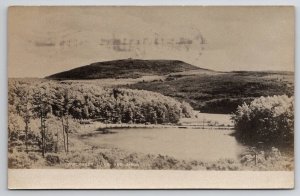 RPPC Wachusett Lake, Road And Mountain Princeton MA 1908 Real Photo Postcard A47