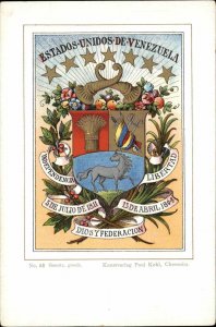 Paul Kohl Chemnitz Venezuela Heraldic Emblems Horse c1910 Postcard