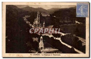 Old Postcard Lourdes the Basilica and the Esplanade