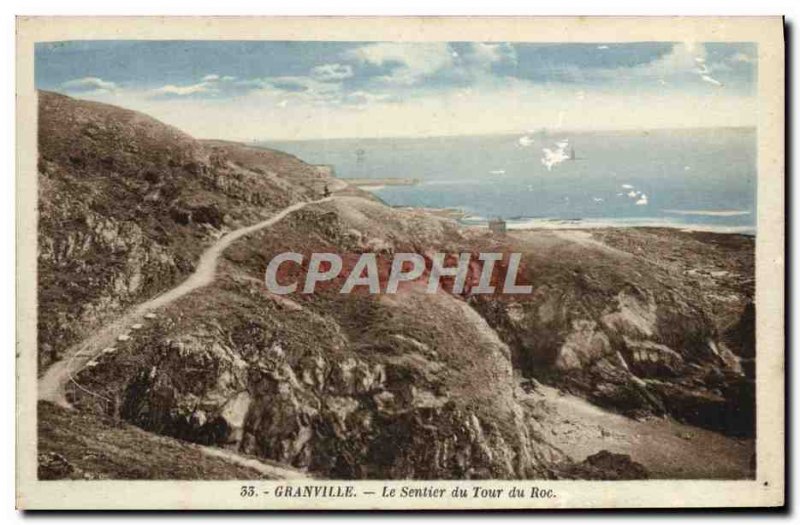 Old Postcard Granville Le Sentier Du Tour Du Roc