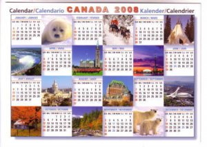 5 X 7 Canada 2008 Pictural Calendar, Seal, Bear, Tipi, Dog Sleigh,