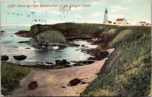 Light House at Cape Foulweather on the Oregon Coast c1911 Vintage Postcard Q62