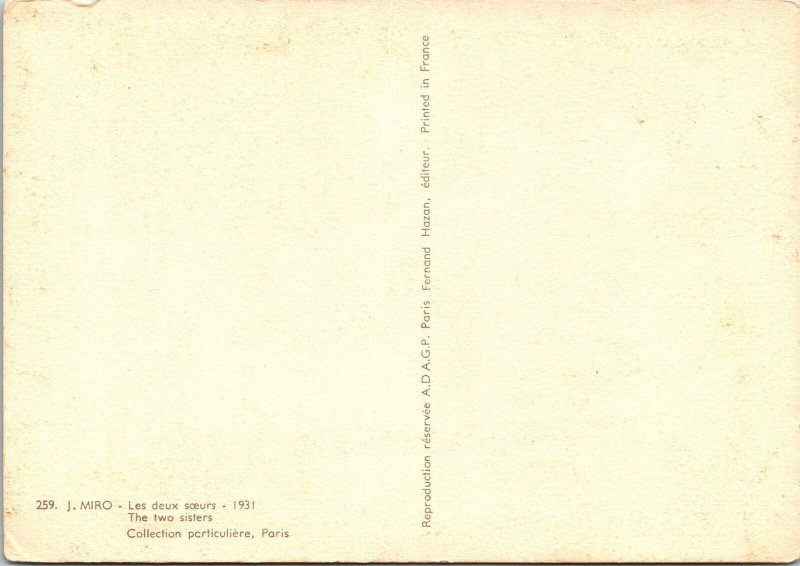 The Two Sisters J. Miro Collection Paris Postcard