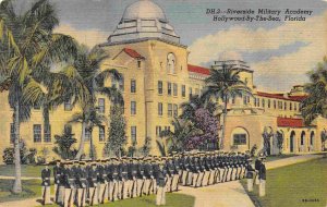 Riverside Military Academy Cadets on Parade Hollywood Florida 1954 postcard
