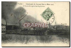 Old Postcard Toulon disaster Breastplate Jena March 1907 L fire after explosion