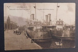 1900s Ship Postcard Cover From Oostende Belgium to Brussels Steamers