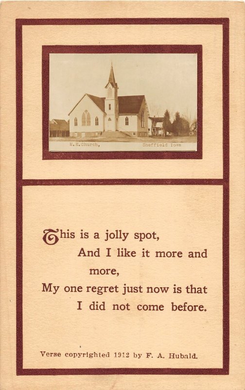 G1/ Sheffield Iowa RPPC Postcard c1912 M.E. Church Building
