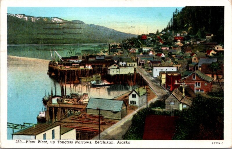 Postcard View West, up Tongass Narrows in Ketchikan, Alaska