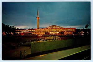 KUALA LUMPUR, MALAYSIA ~ Night View NATIONAL MOSQUE 4x6 Postcard