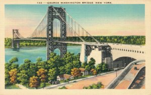 USA George Washington Bridge New York City Linen Postcard 03.53