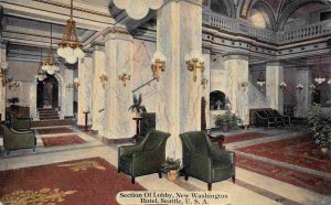 Lobby Interior New Washington Hotel Seattle Washington 1910c postcard