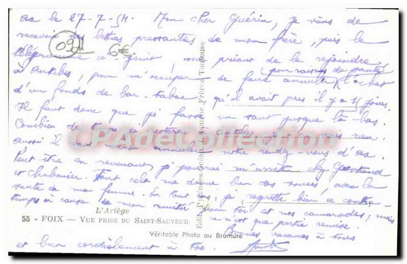 Postcard Old Ariege Foix View from Saint Sauveur