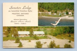 Senator Lodge Motel Ivanhoe Lake Foleyet Ontario Canada UNP Chrome Postcard L13