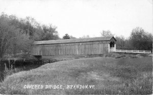 1950s Brandon Vermont Covered Bridge RPPC Photo Postcard 22-11271