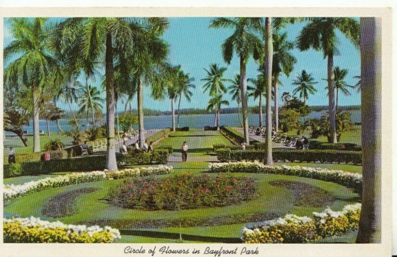 America Postcard - Circle of Flowers in Bayfront Park - Miami - Florida - TZ7911