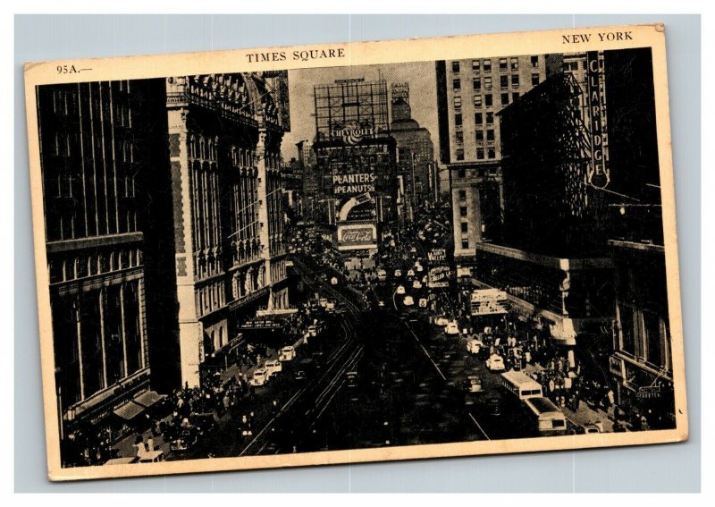 Vintage 1951 Postcard Mid Century Aerial View of Times Square New York City NY