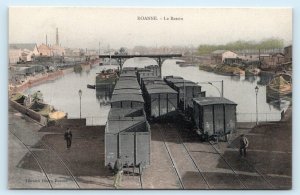 ROANNE, France ~ RAILROAD CARS at Basin ~ Le Bassin c1910s Postcard