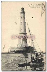 Old Postcard Lighthouse Cordovan surroundings Royan fishing boat