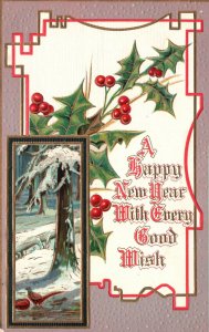 Vintage Postcard 1908 A Happy New Year with Every Good Wish Holiday Greetings