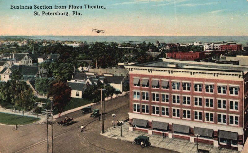 Vintage Postcard Business Section From Plaza Theatre St. Petersburg Florida FL