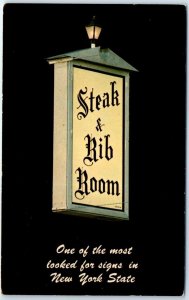 Postcard - Sign, The Steak & Rib Room At The Yates - Syracuse, New York