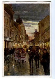 497635 NASTA ROJC Night Street View ZAGREB Croatia Vintage postcard