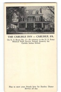 THE CARLISLE INN Indian School US Army Pennsylvania 1930s Rare Vintage Postcard