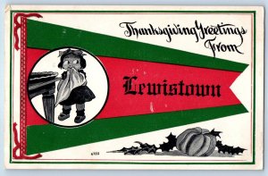 c1913 Maryland MD Vintage Postcard Thanks Giving Greetings From Lewistown Posted