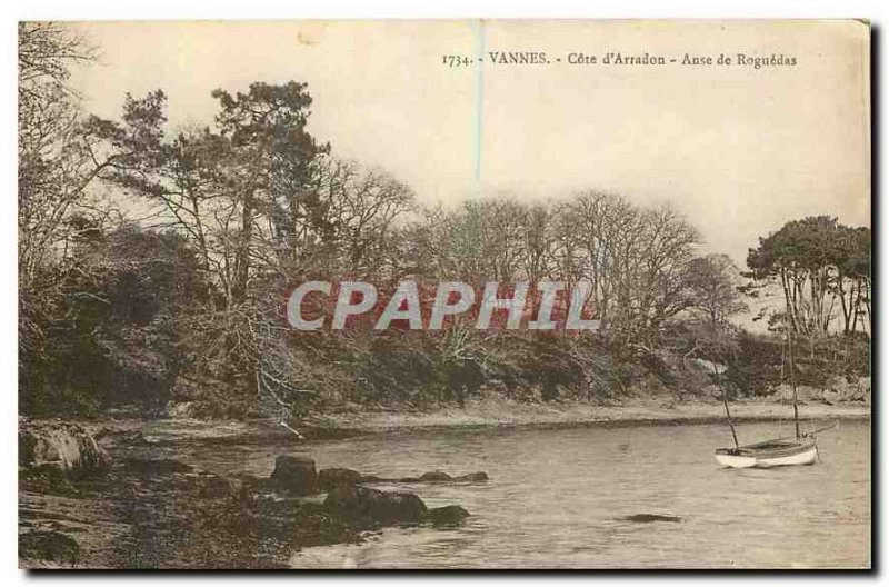 Old Postcard Vannes Arradon coast cove Roguedas